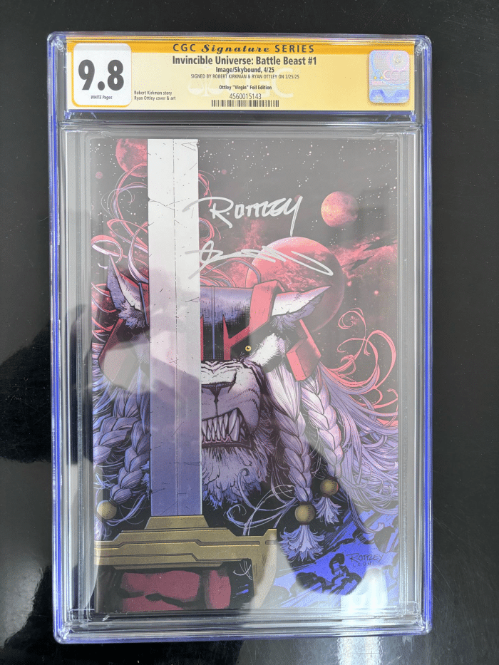 INVINCIBLE UNIVERSE BATTLE BEAST #1 CVR H INC 1:1000 RYAN OTTLEY & ROBERT KIRKMAN SIGNED 9.8 CGC GRADED FOIL VAR - Image 1